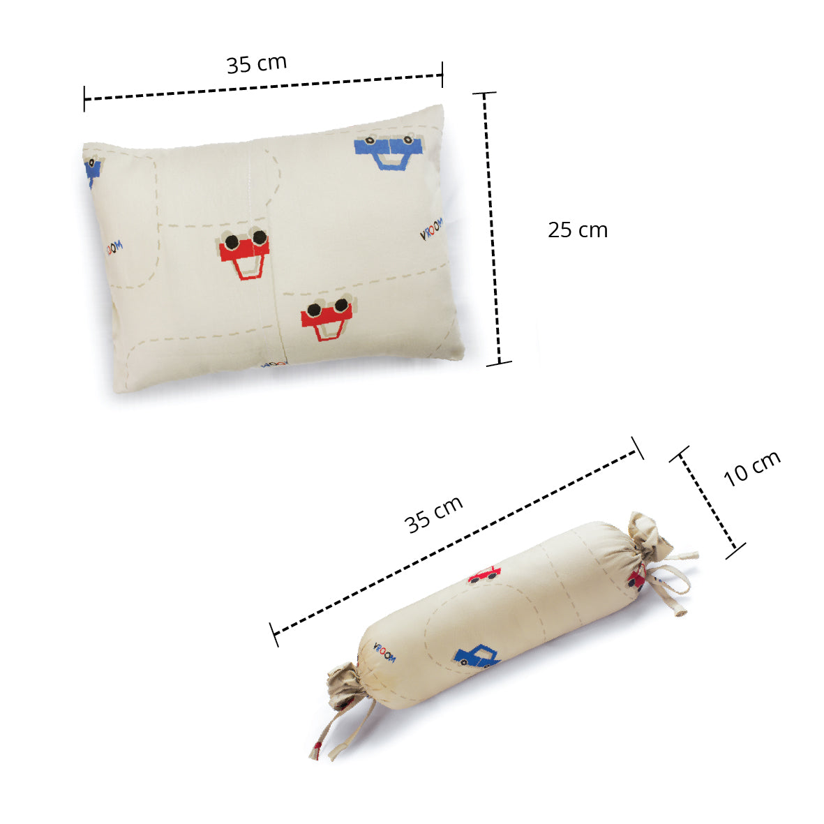 Red & Blue Car Bolster Pillow Set 1 Pcs
