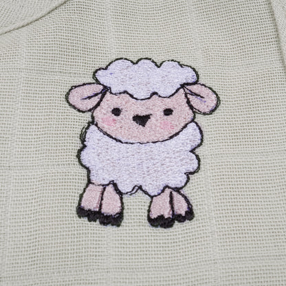 Soft Organic Cotton Baby Vest Set (Pack of 2) | Printed & Embroidered | Big sheep with Pink Bow