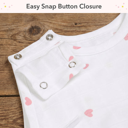 Soft Organic Cotton Baby Vest and Romper (Pack of 2) | Printed  | Pink Ellie With Heart