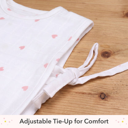 Soft Organic Cotton Baby Vest and Romper (Pack of 2) | Printed  | Pink Ellie With Heart