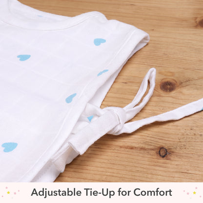 Soft Organic Cotton Baby Vest and Romper (Pack of 2) | Printed  | Blue Ellie With Heart