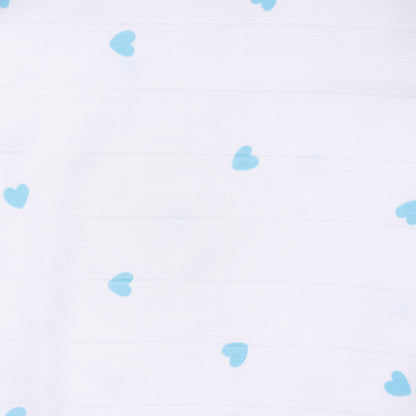 Soft Organic Cotton Baby Vest and Romper (Pack of 2) | Printed  | Blue Ellie With Heart