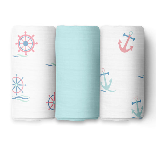 Anchor 3 Design Swaddles 3 Pcs