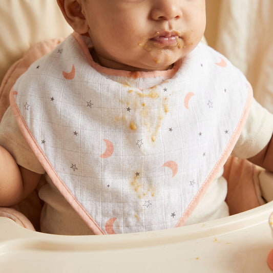 Pink Moon And Star Feeding Bibs And Burp 2 Pcs