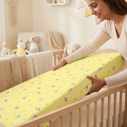 Yellow Panda Crib Sheets 1 Pcs