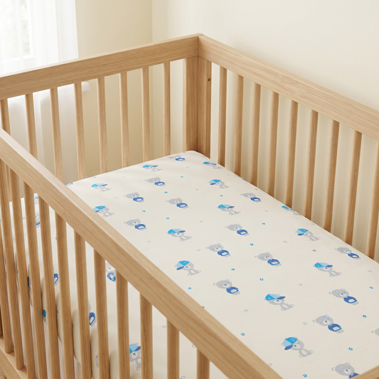 Grey Bear Crib Sheets 1 Pcs