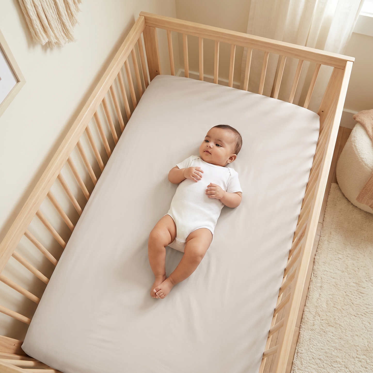 Grey Solid Crib Sheets 1 Pcs