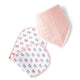 Pink Bow And Solid Pink Feeding Bibs And Burp 2 Pcs