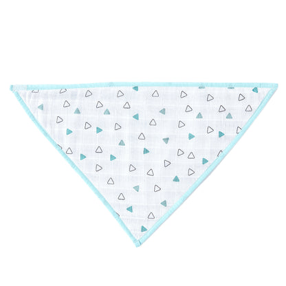 Blue Hearts And Triangles Feeding Bibs And Burp 2 Pcs