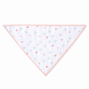 Pink Hearts And Triangles Feeding Bibs And Burp 2 Pcs