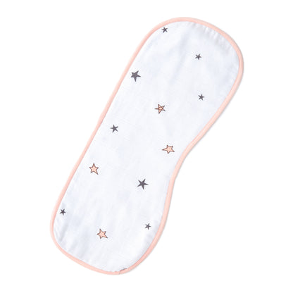 Pink Moon And Star Feeding Bibs And Burp 2 Pcs