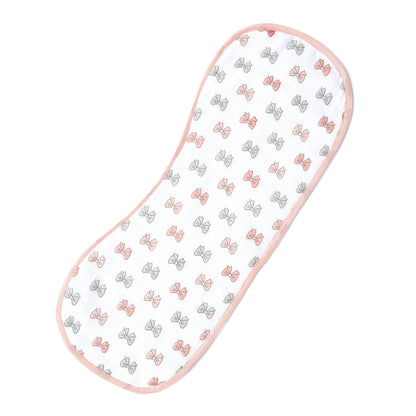 Pink Bow And Solid Pink Feeding Bibs And Burp 2 Pcs