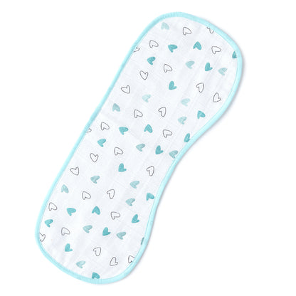Blue Hearts And Triangles Feeding Bibs And Burp 2 Pcs