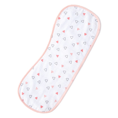 Pink Hearts And Triangles Feeding Bibs And Burp 2 Pcs