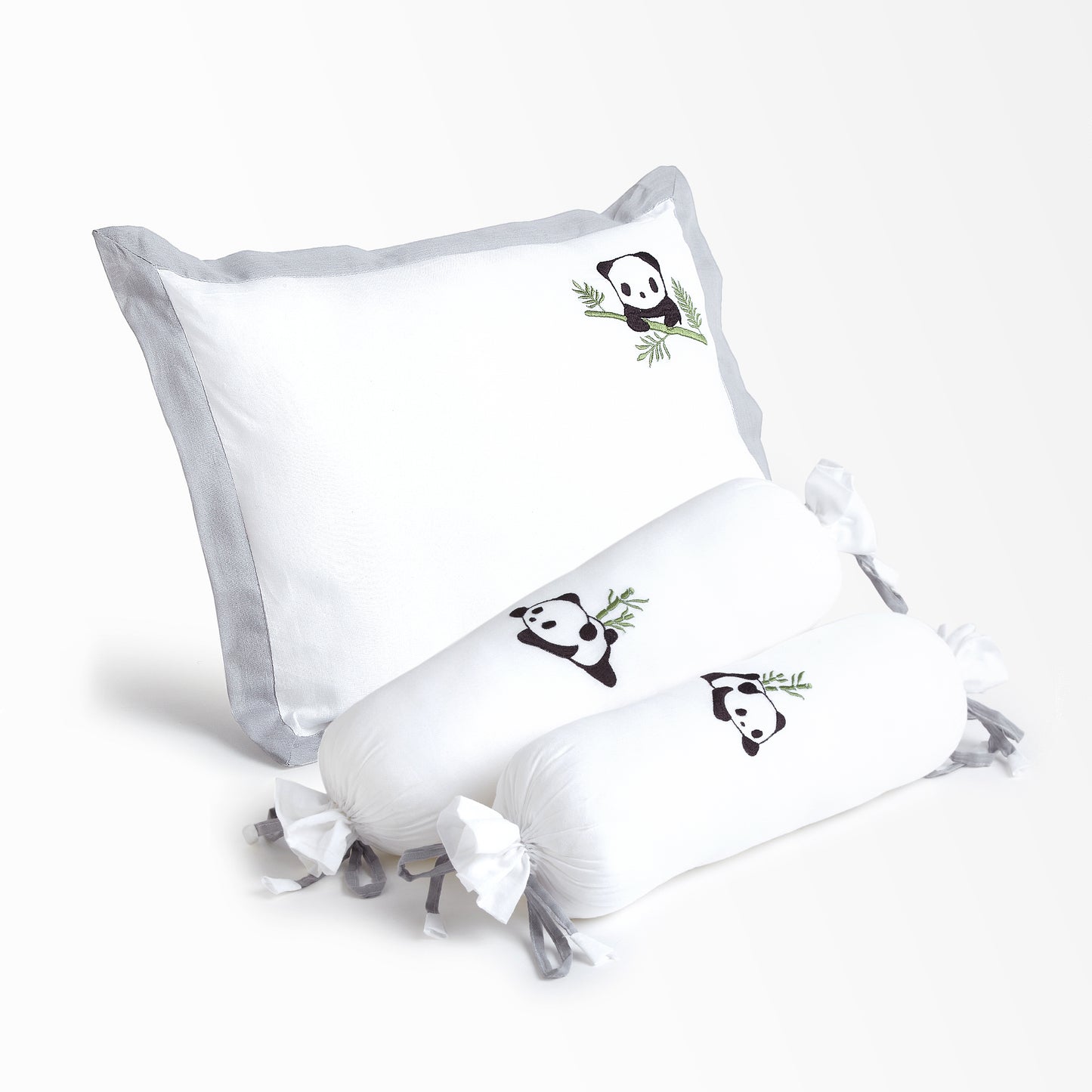 Grey Panda Bolster Pillow Set 1 Pcs