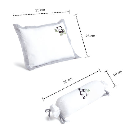 Grey Panda Bolster Pillow Set 1 Pcs