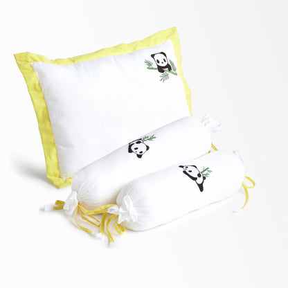 Yellow Panda Bolster Pillow Set 1 Pcs