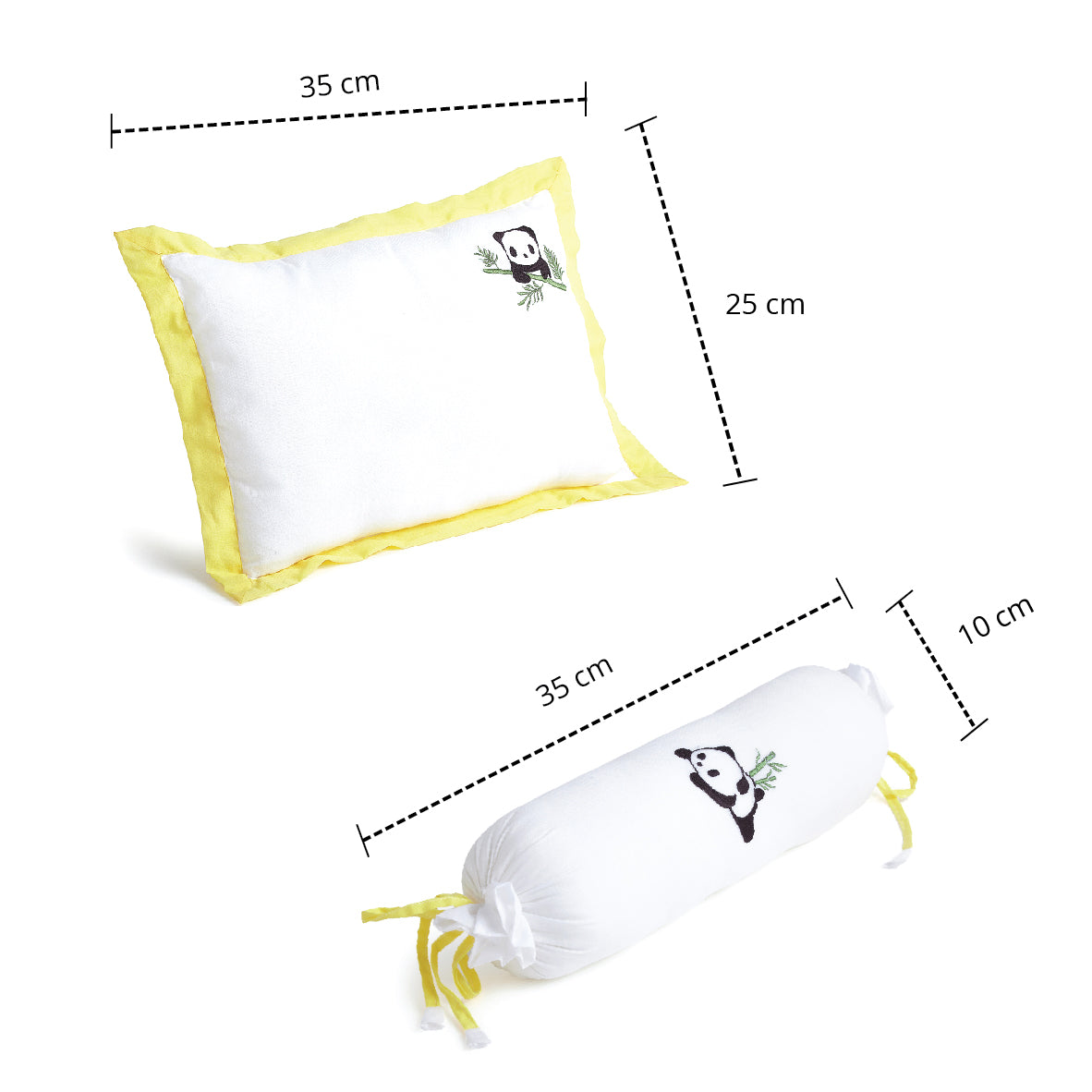 Yellow Panda Bolster Pillow Set 1 Pcs