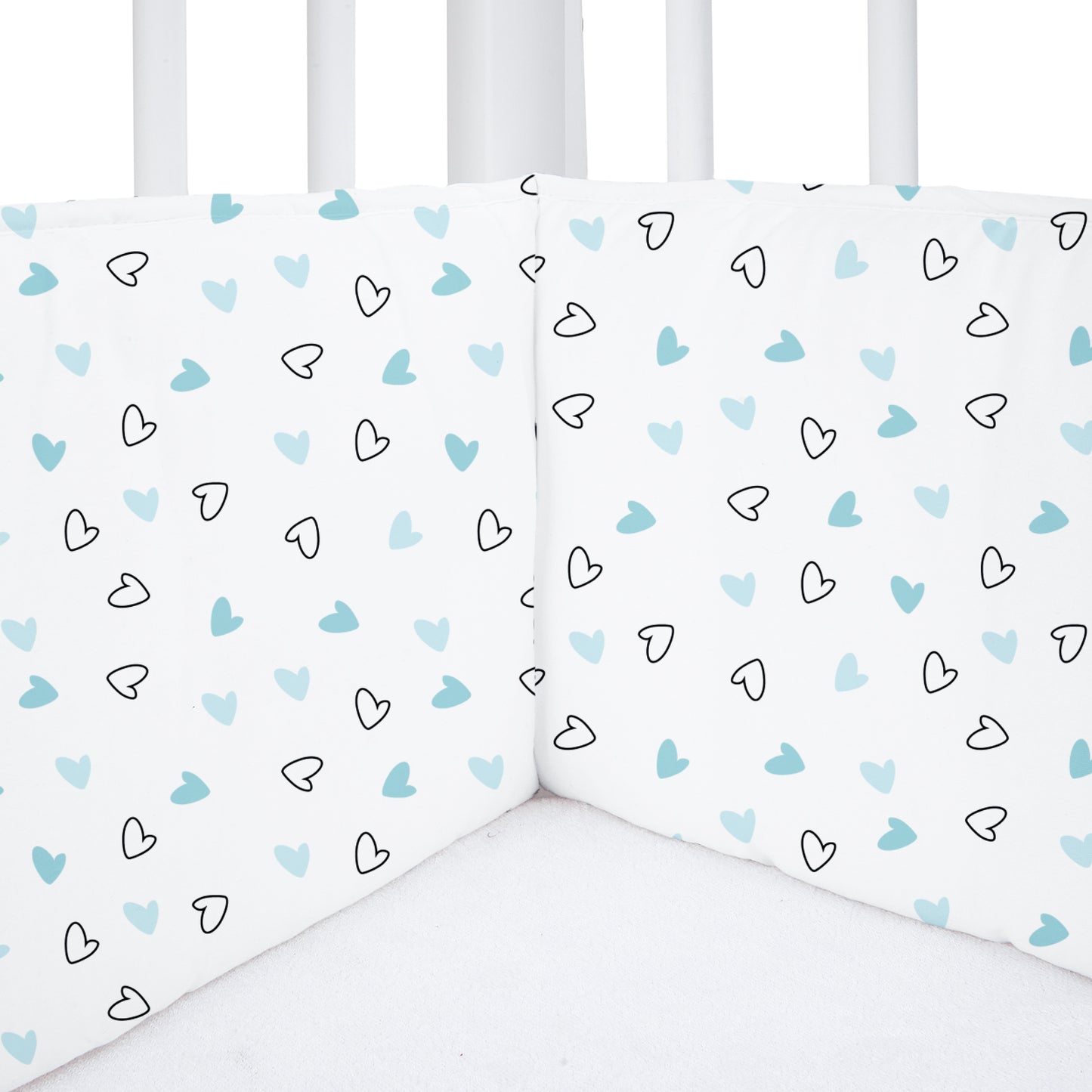Twill Blue Hearts Cot Bumper
