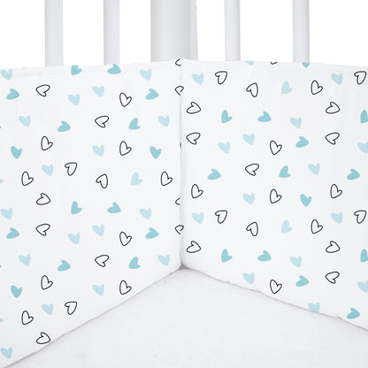 Twill Blue Hearts Cot Bumper