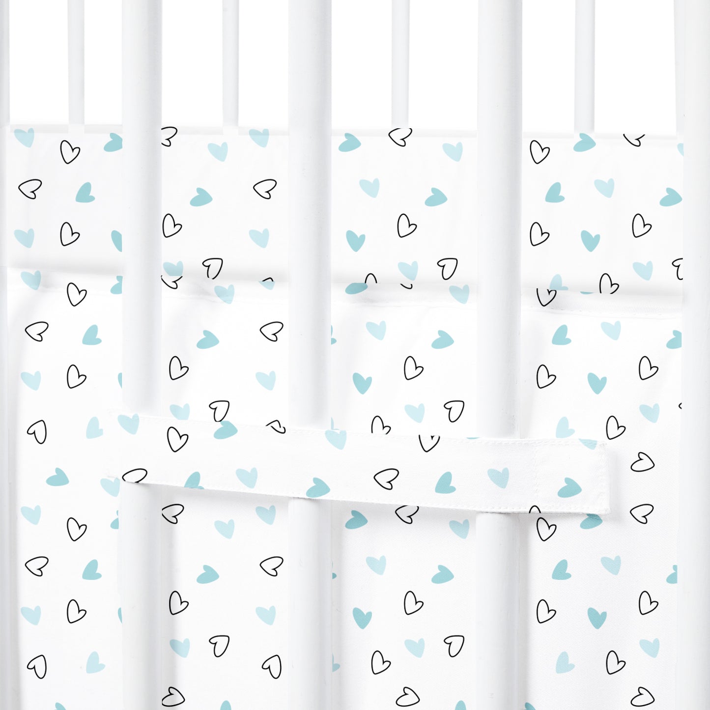 Twill Blue Hearts Cot Bumper