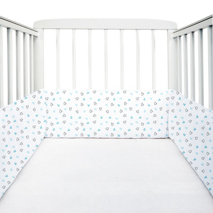 Twill Blue Hearts Cot Bumper