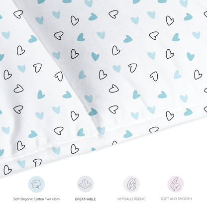 Twill Blue Hearts Cot Bumper