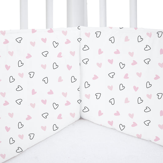 Twill Pink Hearts Cot Bumper