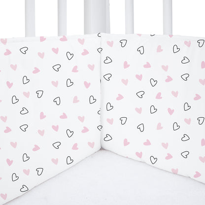 Twill Pink Hearts Cot Bumper