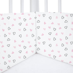 Twill Pink Hearts Cot Bumper