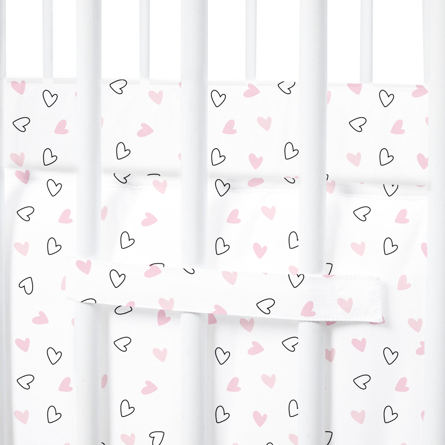 Twill Pink Hearts Cot Bumper