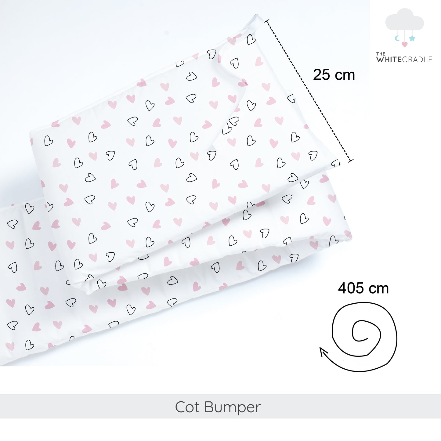 Twill Pink Hearts Cot Bumper