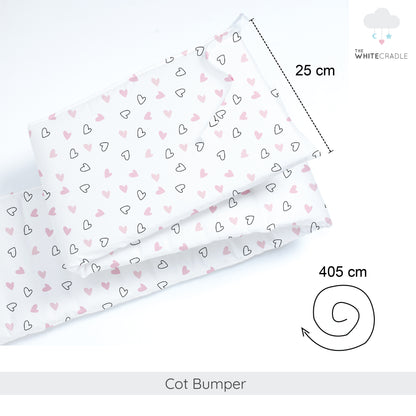 Twill Pink Hearts Cot Bumper