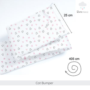 Twill Pink Hearts Cot Bumper