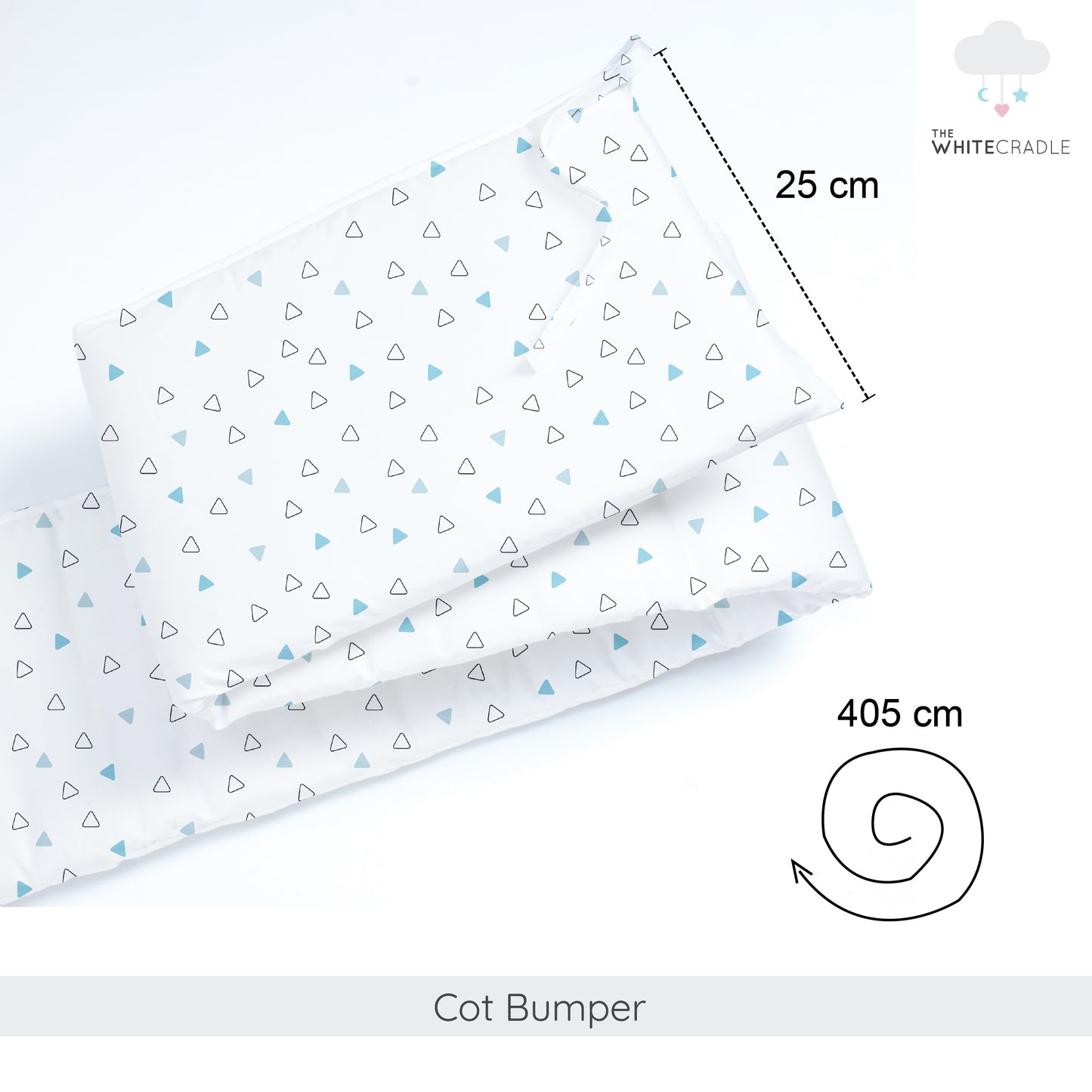 Twill Blue Triangle Cot Bumper