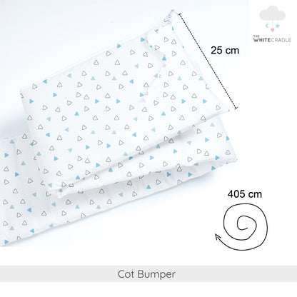 Twill Blue Triangle Cot Bumper