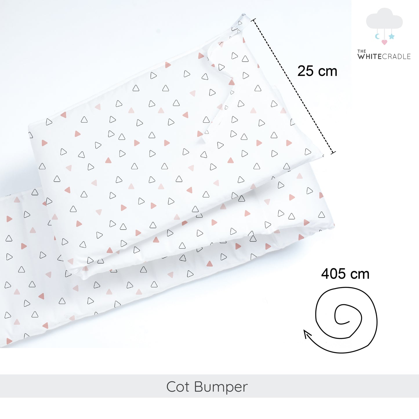Twill Pink Triangle Cot Bumper