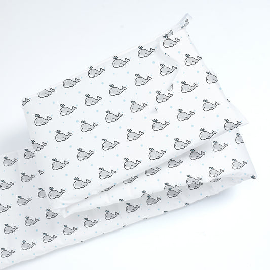 Grey Whale with Blue Dots Cot Bumper
