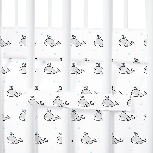 Grey Whale with Blue Dots Cot Bumper