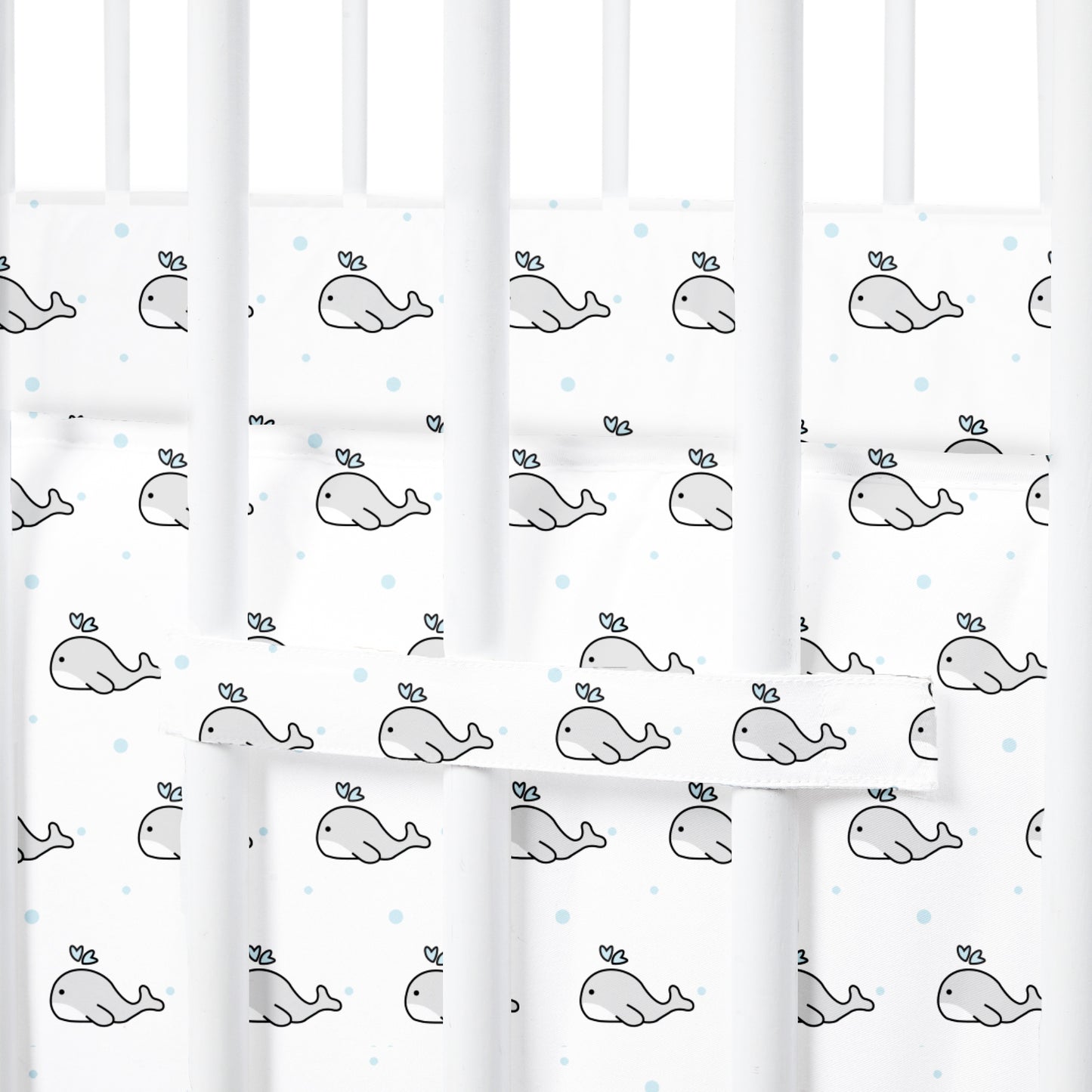 Grey Whale with Blue Dots Cot Bumper