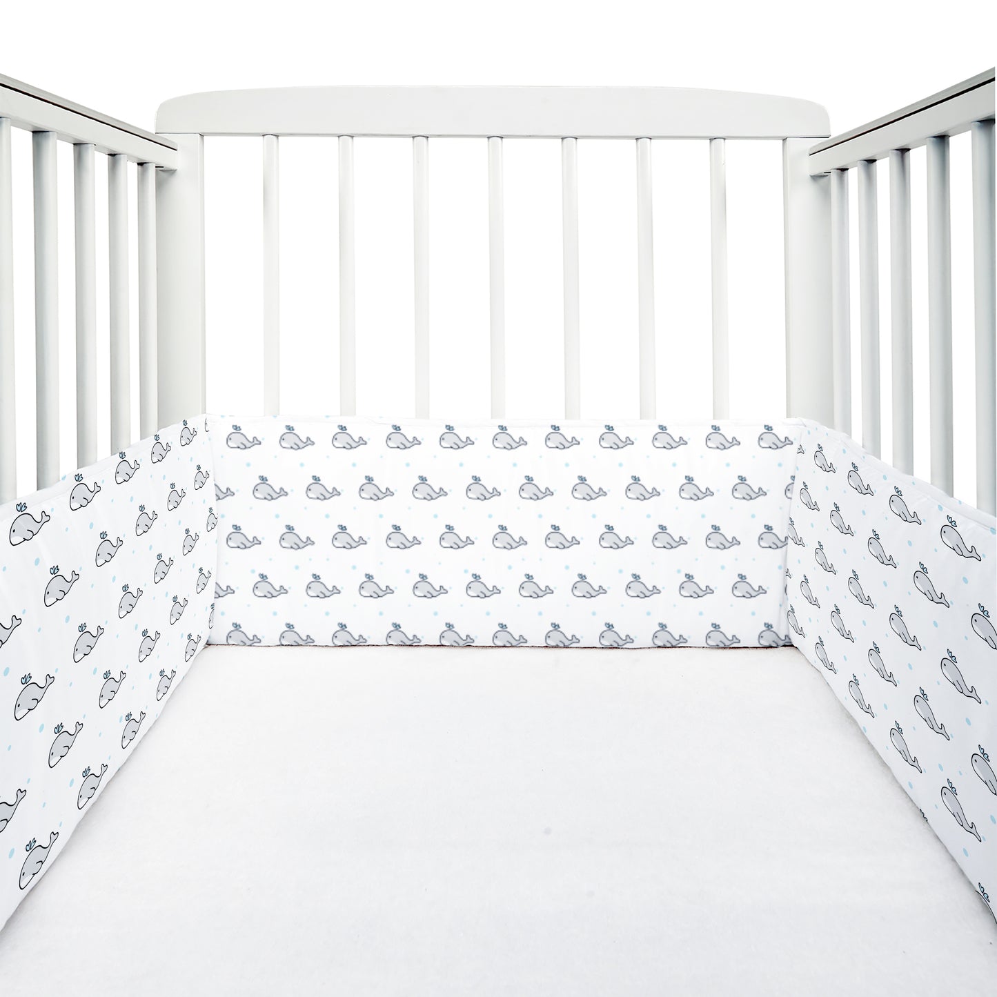 Grey Whale with Blue Dots Cot Bumper