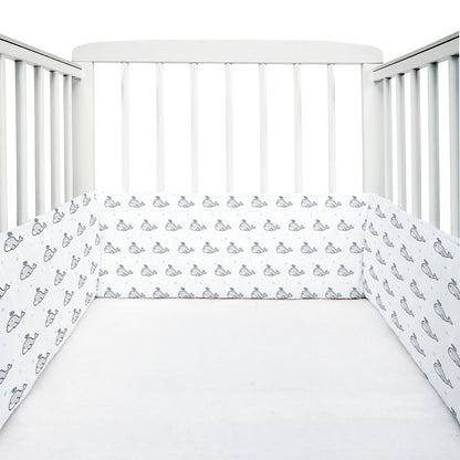Grey Whale with Blue Dots Cot Bumper