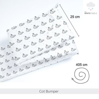Grey Whale with Blue Dots Cot Bumper