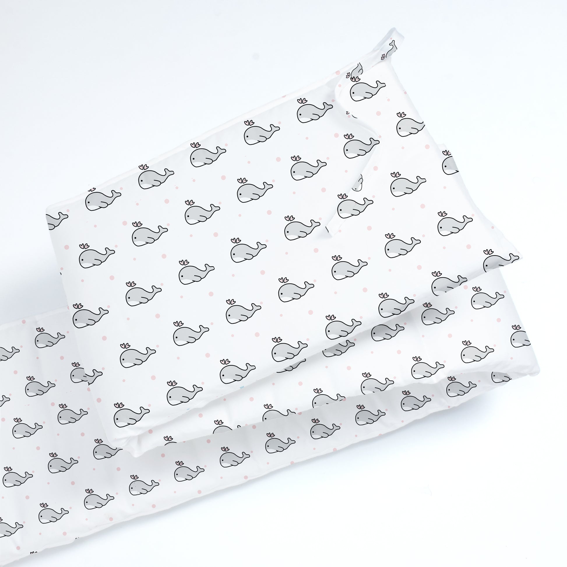 Grey Whale with Pink Dots Cot Bumper