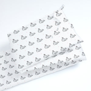 Grey Whale with Pink Dots Cot Bumper
