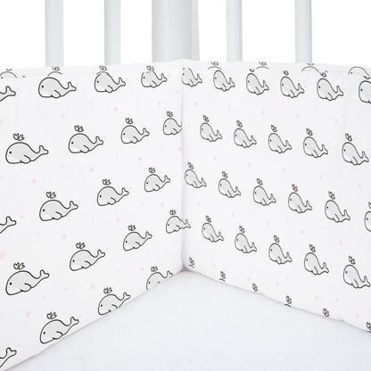 Grey Whale with Pink Dots Cot Bumper
