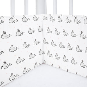 Grey Whale with Pink Dots Cot Bumper