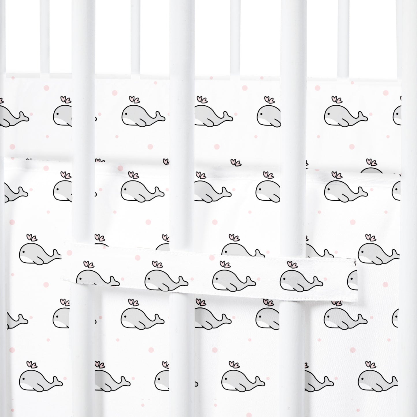 Grey Whale with Pink Dots Cot Bumper