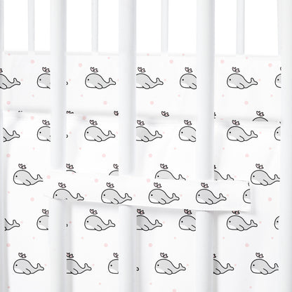 Grey Whale with Pink Dots Cot Bumper