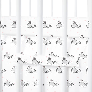Grey Whale with Pink Dots Cot Bumper